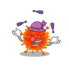 An attractive riboviria cartoon design style playing juggling