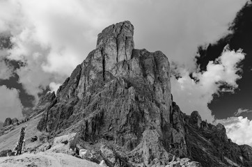 dolomite mountains at passo giau, belluno, italy, infrared recording
