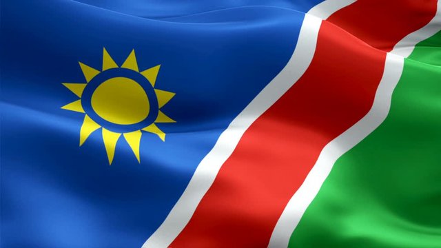 Namibia flag Motion Loop video waving in wind. Realistic Namibian Flag background. Namibia Flag Looping Closeup 1080p Full HD 1920X1080 footage. Namibia Africa country flags footage video for film,new