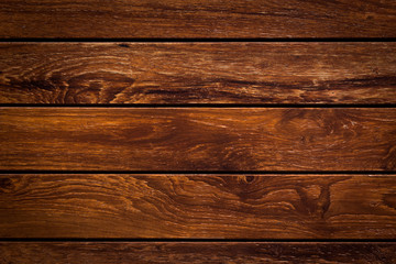 Brown wood plank wall horizontal background texture old panels.