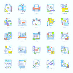 Online Graphics Design Flat Icons Pack 