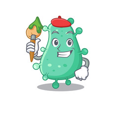 A creative agrobacterium tumefaciens artist mascot design style paint with a brush