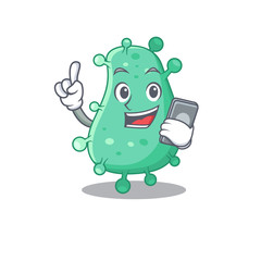 Agrobacterium tumefaciens cartoon character speaking on phone