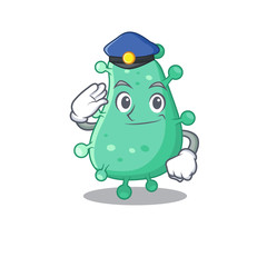 Police officer mascot design of agrobacterium tumefaciens wearing a hat