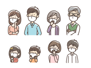 マスクをしている男女　セット