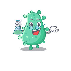 Agrobacterium tumefaciens smart Professor Cartoon design style working with glass tube