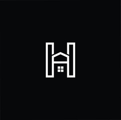 Logo design of H in vector for construction, home, real estate, building, property. Minimal awesome trendy professional logo design template on black background.