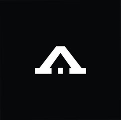 Logo design of A in vector for construction, home, real estate, building, property. Minimal awesome trendy professional logo design template on black background.
