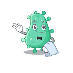 A cartoon character of agrobacterium tumefaciens waiter working in the restaurant