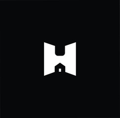 Logo design of H in vector for construction, home, real estate, building, property. Minimal awesome trendy professional logo design template on black background.