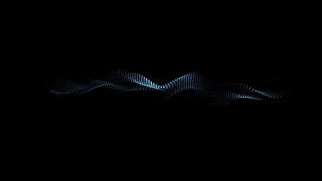 Video of blue particles waving 4k. Abstract background with moving and flicker particles. Backdrop of bokeh. 