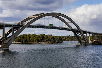 Fototapeta na wymiar Stavsnas, Sweden The Djurobron, or Djuro Bridge in the Stockholm archipelago.