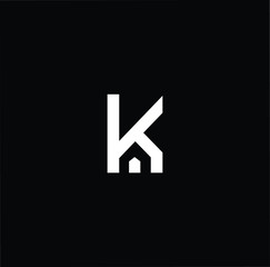 Logo design of K in vector for construction, home, real estate, building, property. Minimal awesome trendy professional logo design template on black background.