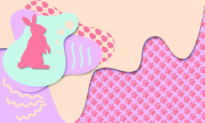 Easter background with a rabbit. Flat illustration.
