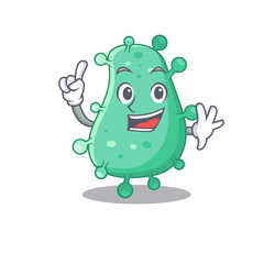 Agrobacterium tumefaciens mascot character design with one finger gesture