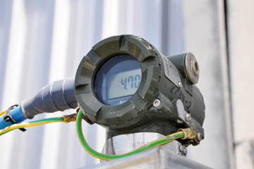 The pressure transmitter installed on process equipment