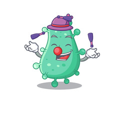 An attractive agrobacterium tumefaciens cartoon design style playing juggling