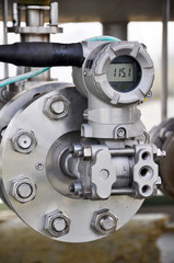 The pressure transmitter installed on process equipment