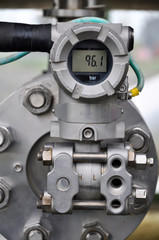 The pressure transmitter installed on process equipment