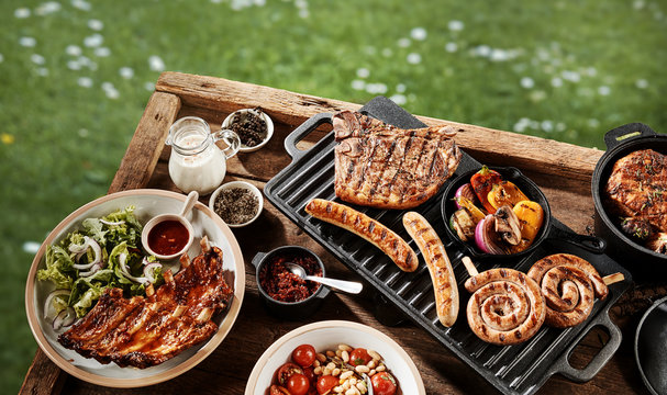 Delicious assortment of grilled meat at a BBQ