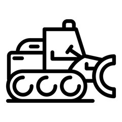 Vehicle bulldozer icon. Outline vehicle bulldozer vector icon for web design isolated on white background