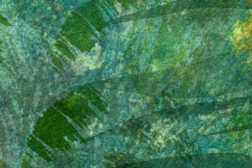 Abstract art background dark green and cyan colors. Watercolor painting on canvas with emerald soft gradient.