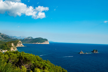 Naklejka premium views of rocks and vegetation on the seafront