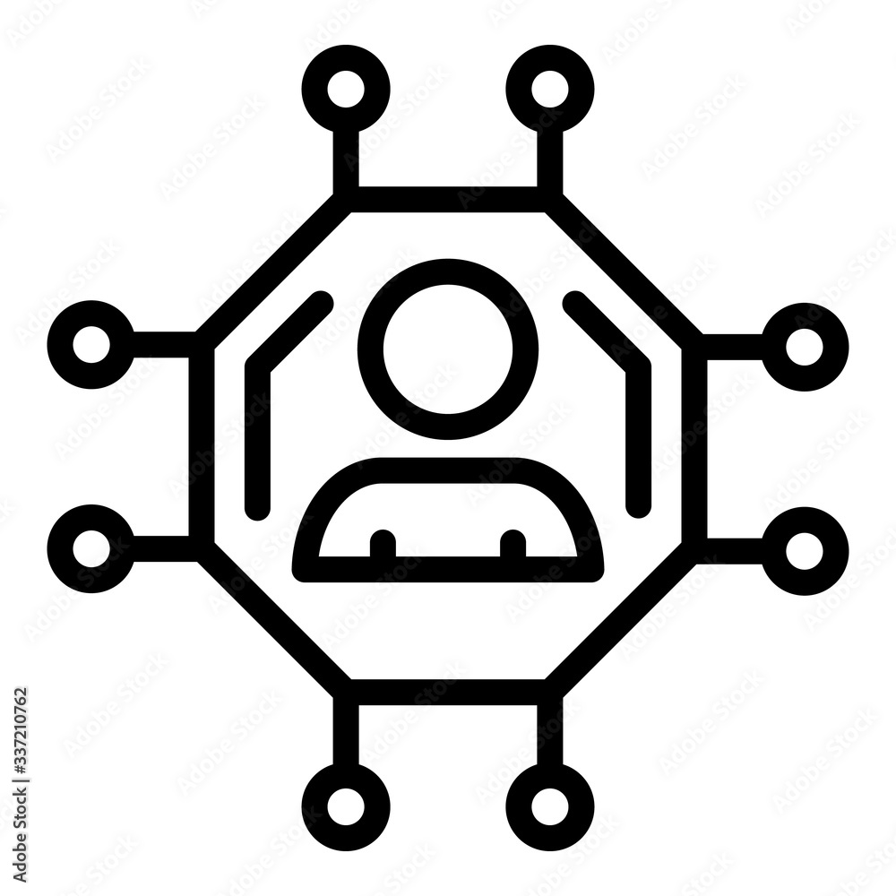 Poster man on a chip icon. outline man on a chip vector icon for web design isolated on white background