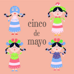 cinco de mayo with cute characters