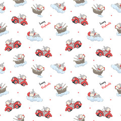 Kids baby pattern of funny elephant in the white backdrop