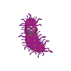 Cartoon coronavirus character vector illustration on white background. cute monster vector illustration. covid-19. 