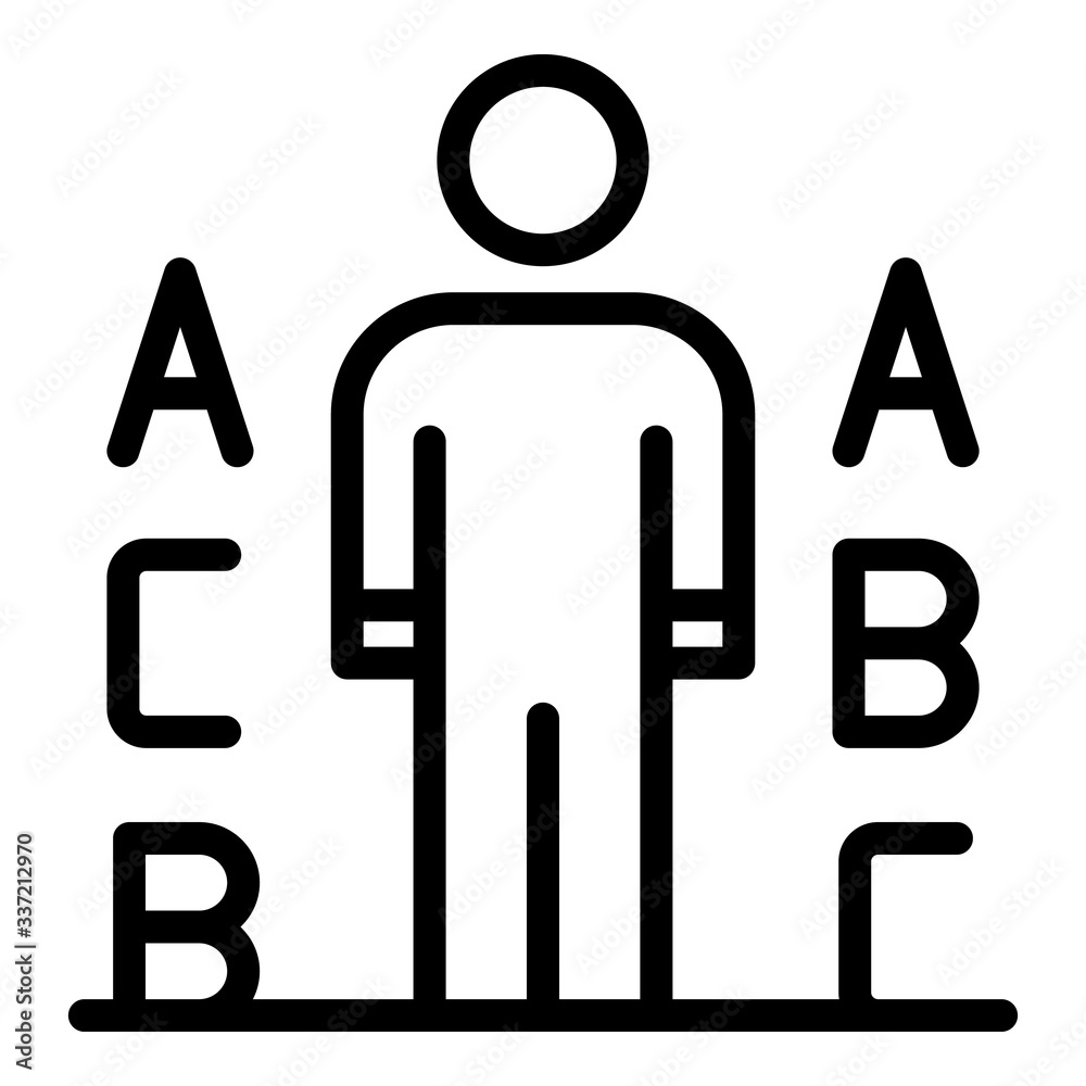 Poster man and letters icon. outline man and letters vector icon for web design isolated on white backgroun