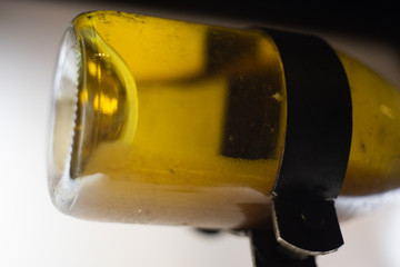 Image of sediment in a wine bottle.