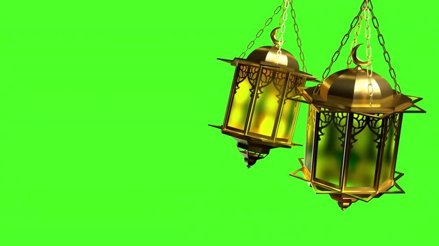 3D Ramadan lantern Green screen LOOP