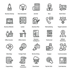 Accounting and Finance Icons in Line Design 