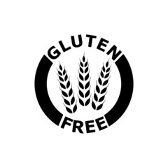 Black Gluten free food label, badge or seal isolated on white background