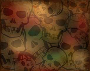 Skull old wallpaper, vector illustration