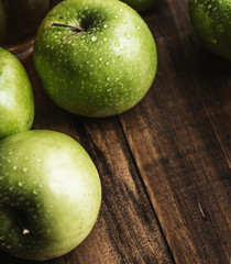 Closeup of fresh organic green apples