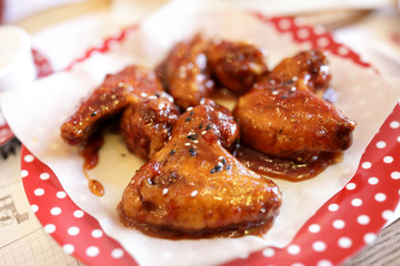 Fried chicken wings in sauce