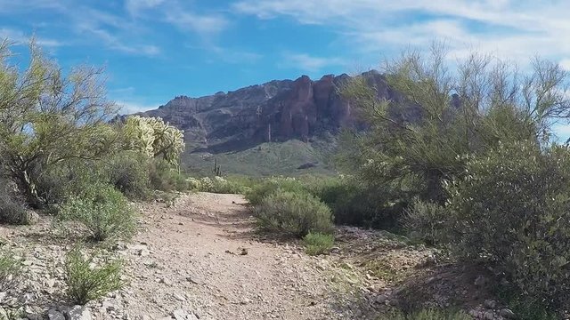 POV Hiking To Superstition Mountains At Lost Dutchman State Park- Apache Junction Arizona