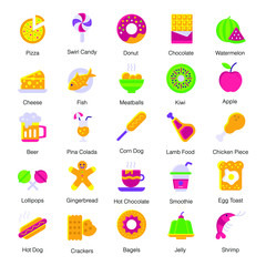 Pack Of Fast Food Flat Icons 