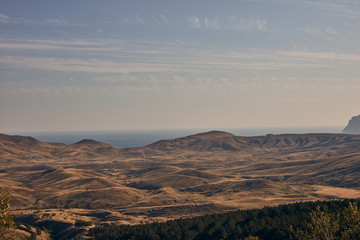 beautiful landscape with mountains and blue sky