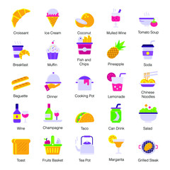 Pack Of Meal Flat Icons 