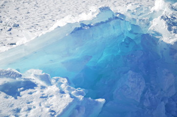 Natural landscape of frozen Lake Baikal ,Siberia, Russia in winter