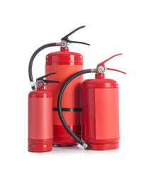 Fire extinguishers on white background