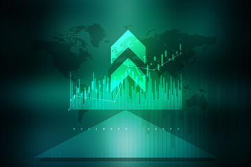 2d rendering Stock market online business concept. business Graph 