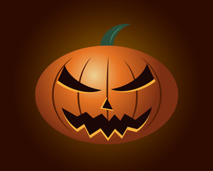 Scary pumpkins vector or illustration in Halloween Festival on brown background