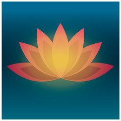 Beautiful Lotus flower. Lotus icon. Vector illustration isolated on a white background.