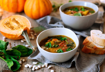 Tuscan white bean and butternut squash soup.style rustic