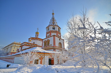An Orthodox Eastern Churchin irkutsk city in winter time